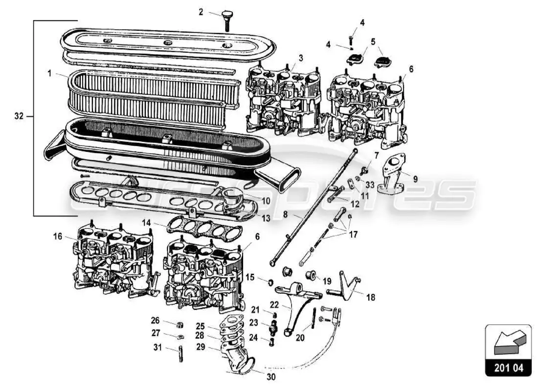 lamborghini miura p400s fuel system parts diagram