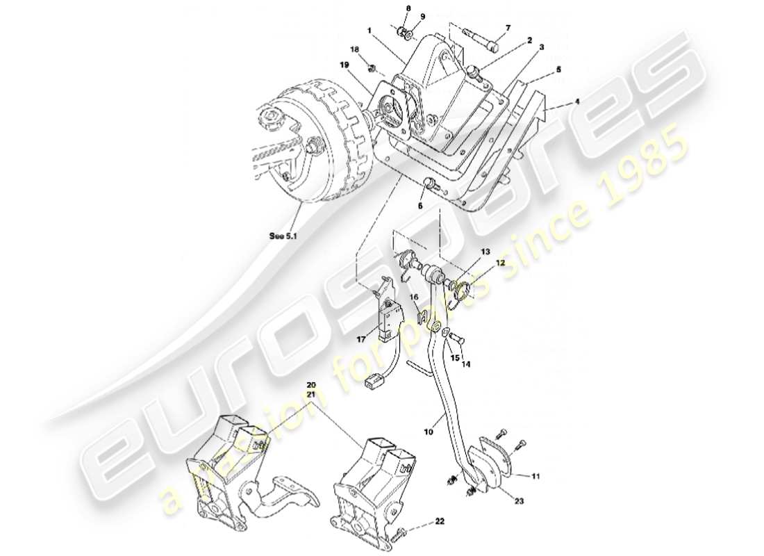 aston martin vanquish (2001) pedal gear parts diagram