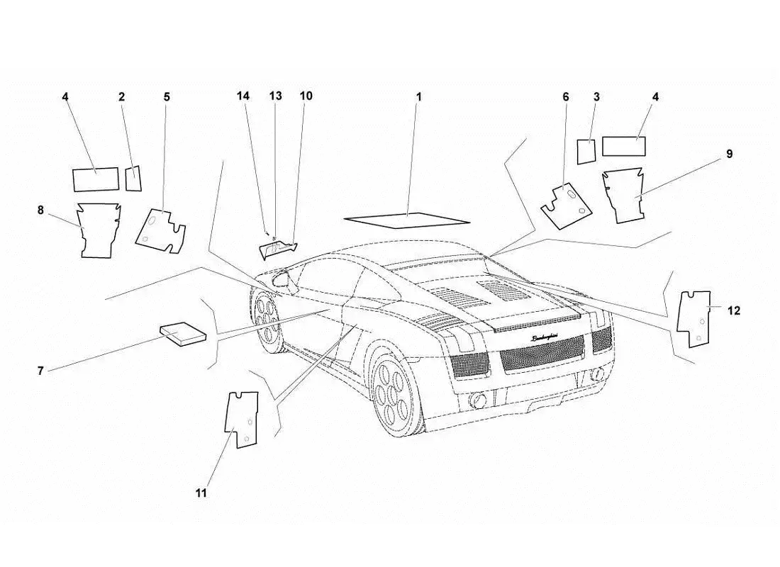 lamborghini gallardo lp570-4s perform insulations and soundproofing parts diagram