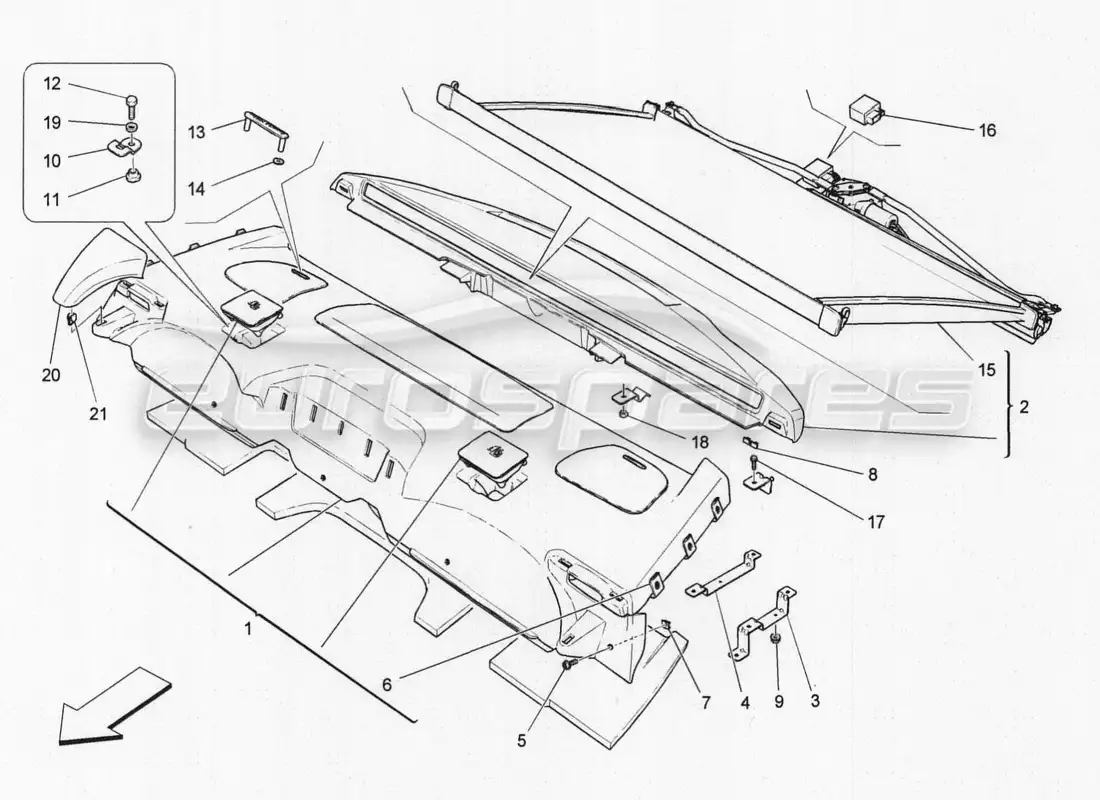 maserati qtp. v8 3.8 530bhp auto 2015 rear parcel shelf part diagram