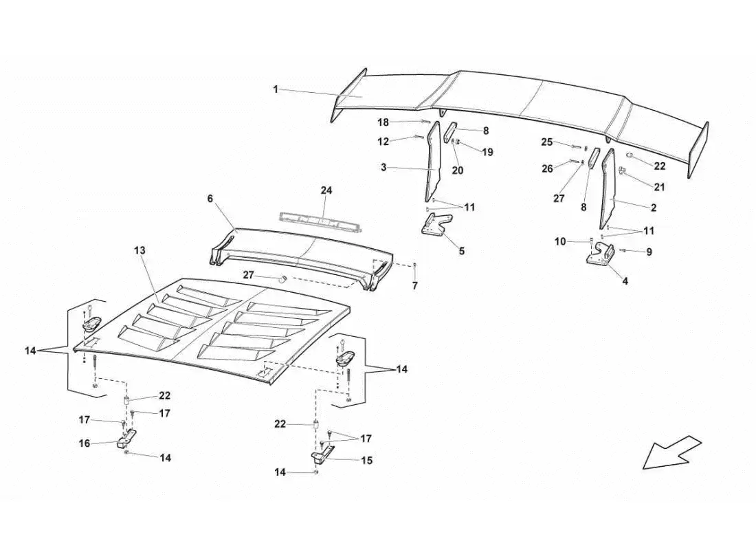 lamborghini gallardo sts ii sc spoiler parts diagram