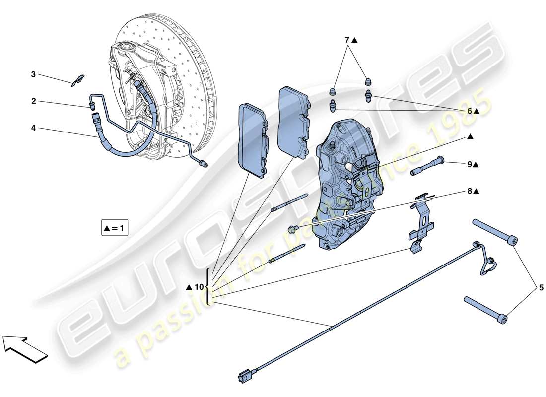 ferrari f12 berlinetta (rhd) front brake callipers parts diagram