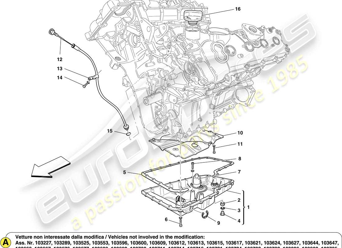 ferrari california (europe) lubrication: circuit and pickup parts diagram