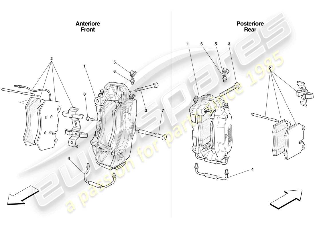 ferrari f430 scuderia spider 16m (europe) front and rear brake callipers part diagram