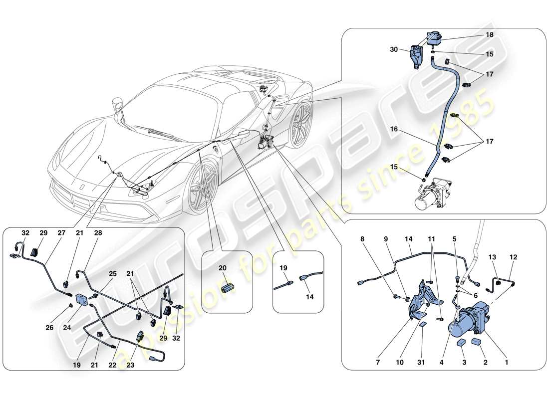 ferrari 488 spider (usa) vehicle lift system part diagram