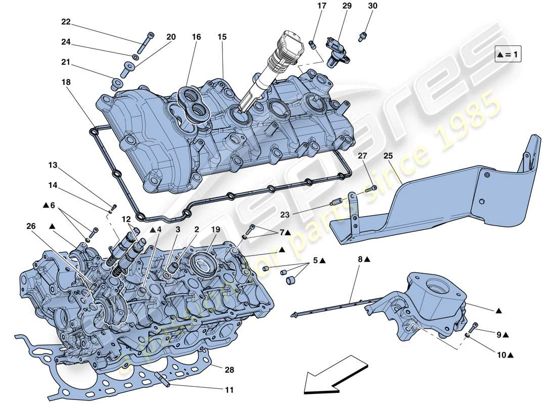 ferrari 458 spider (usa) left hand cylinder head parts diagram