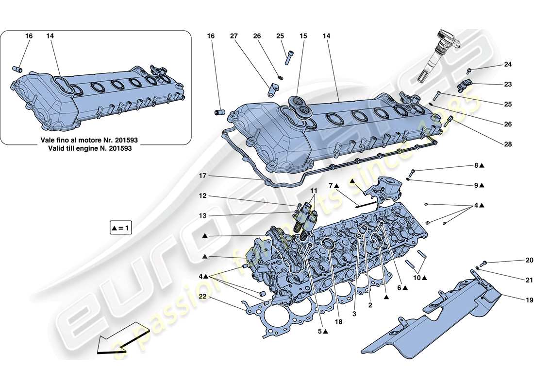 ferrari ff (europe) left hand cylinder head part diagram