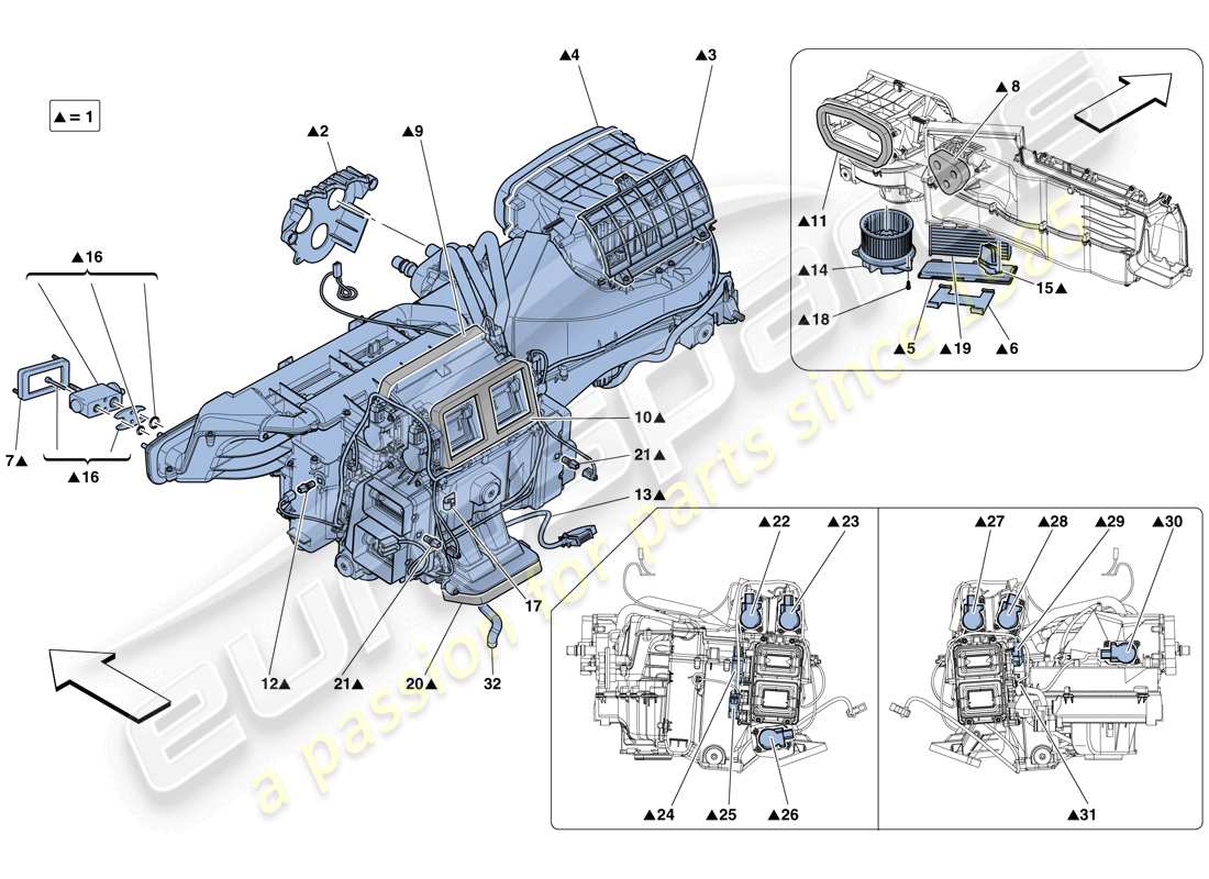 ferrari gtc4 lusso (usa) evaporator unit parts diagram