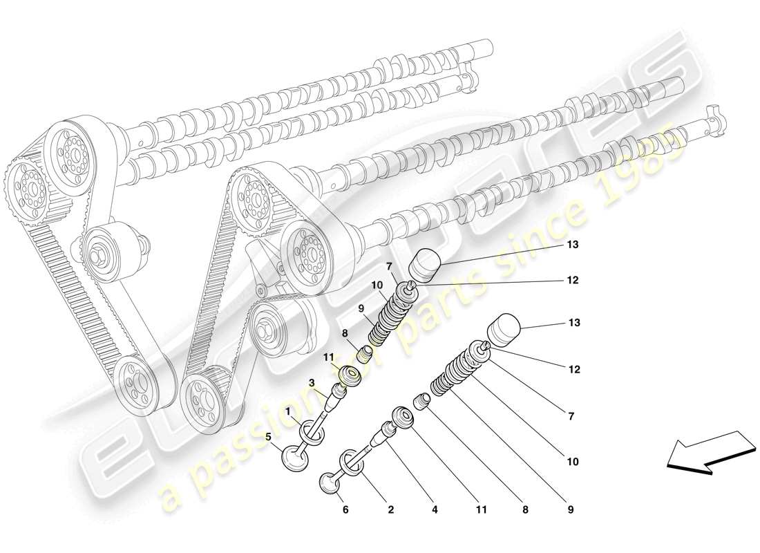 ferrari 612 scaglietti (rhd) timing - valves part diagram