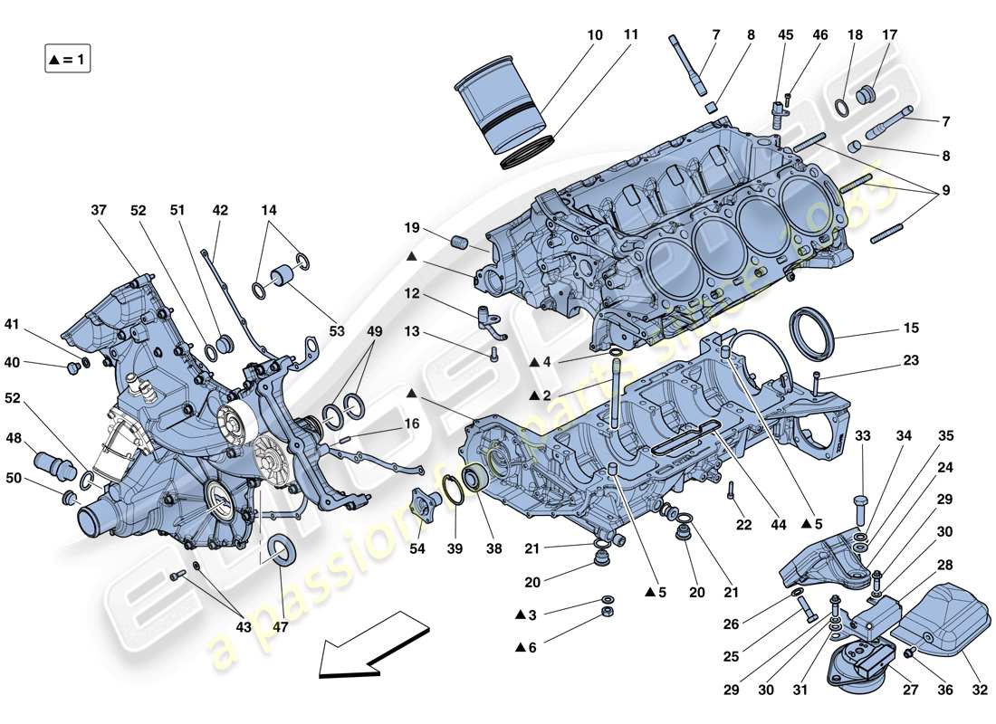 ferrari 458 spider (europe) crankcase parts diagram