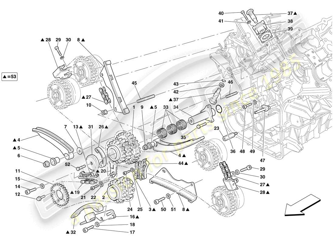 ferrari 599 gtb fiorano (europe) timing system - drive part diagram