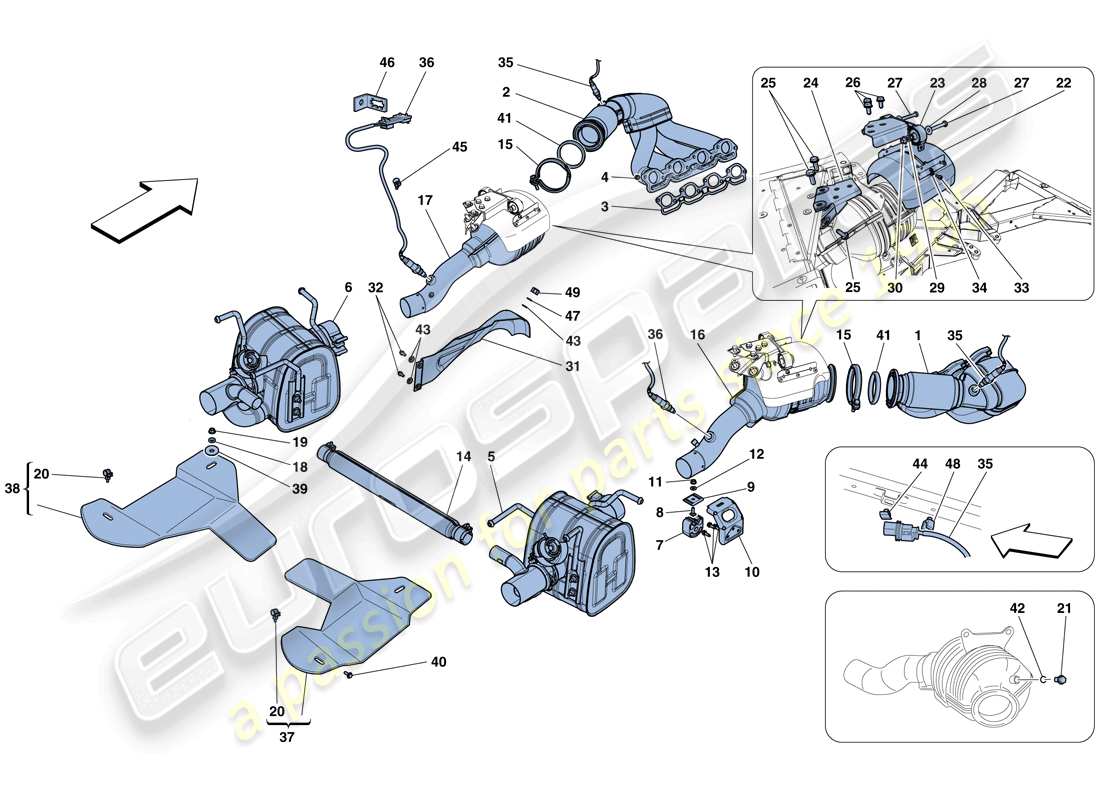 ferrari 458 speciale (usa) exhaust system part diagram