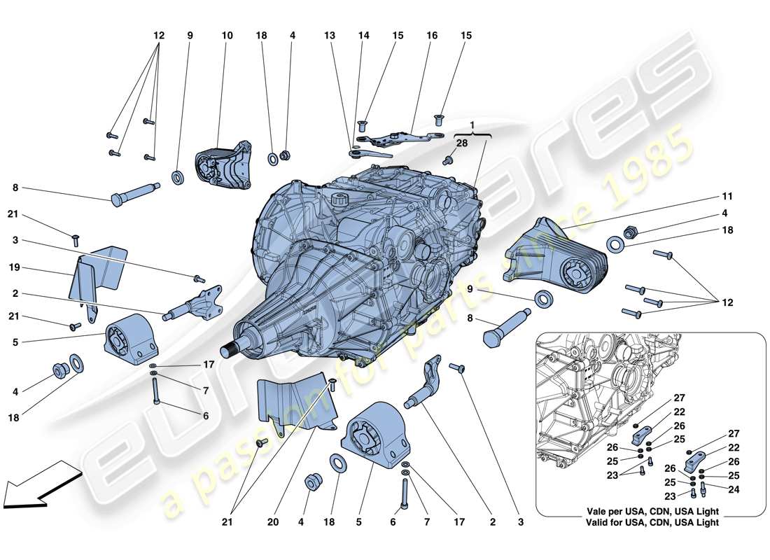 ferrari f12 berlinetta (rhd) gearbox housing parts diagram