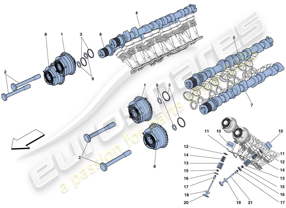 ferrari 458 spider (europe) timing system - tappets part diagram