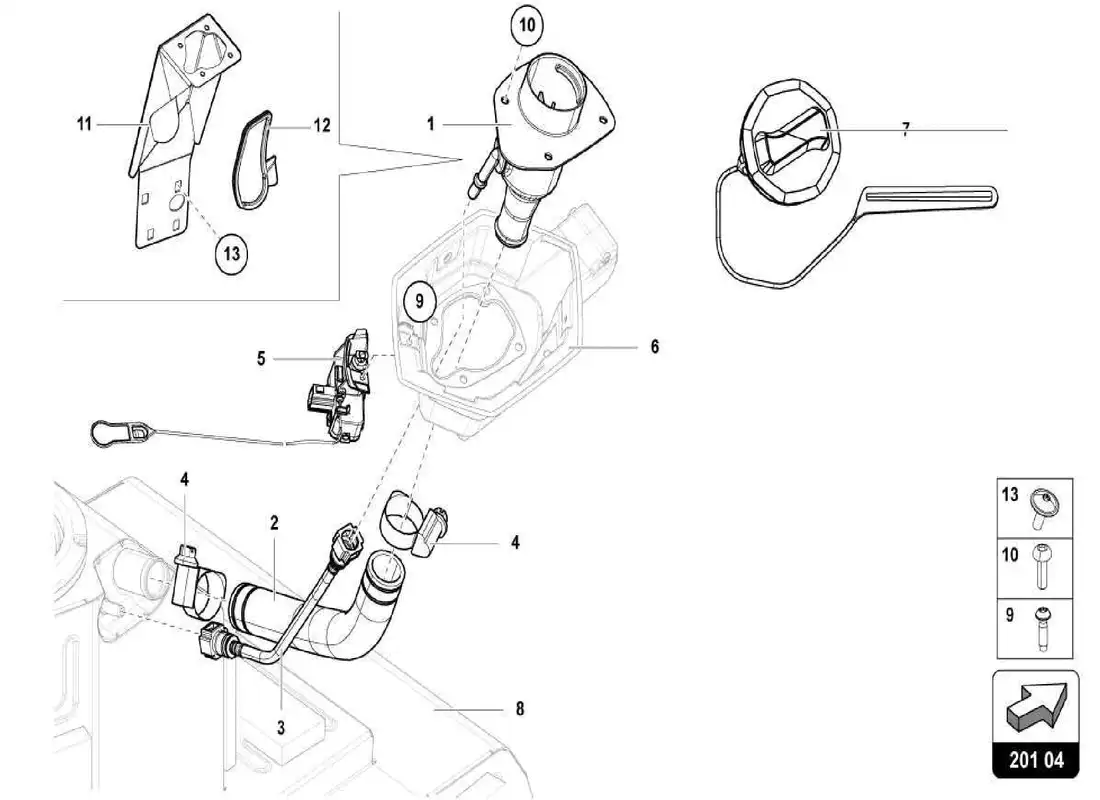 lamborghini centenario spider fuel filler neck parts diagram