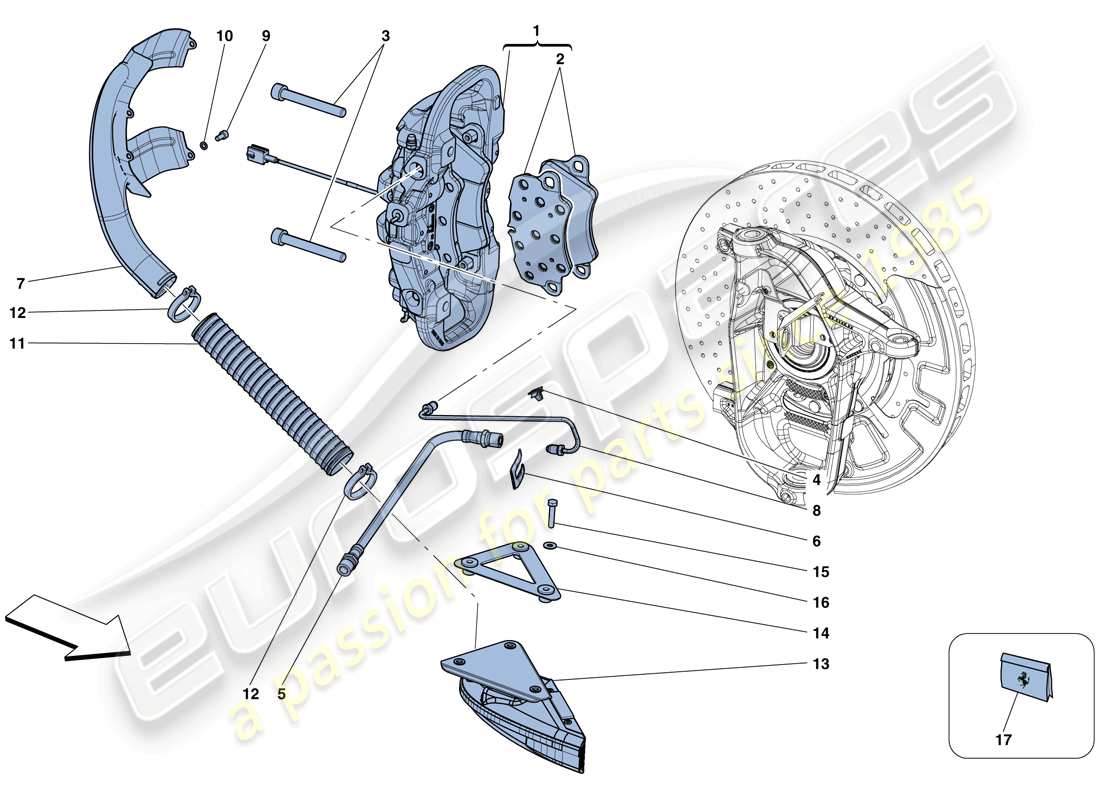 ferrari 458 speciale (usa) front brake callipers part diagram