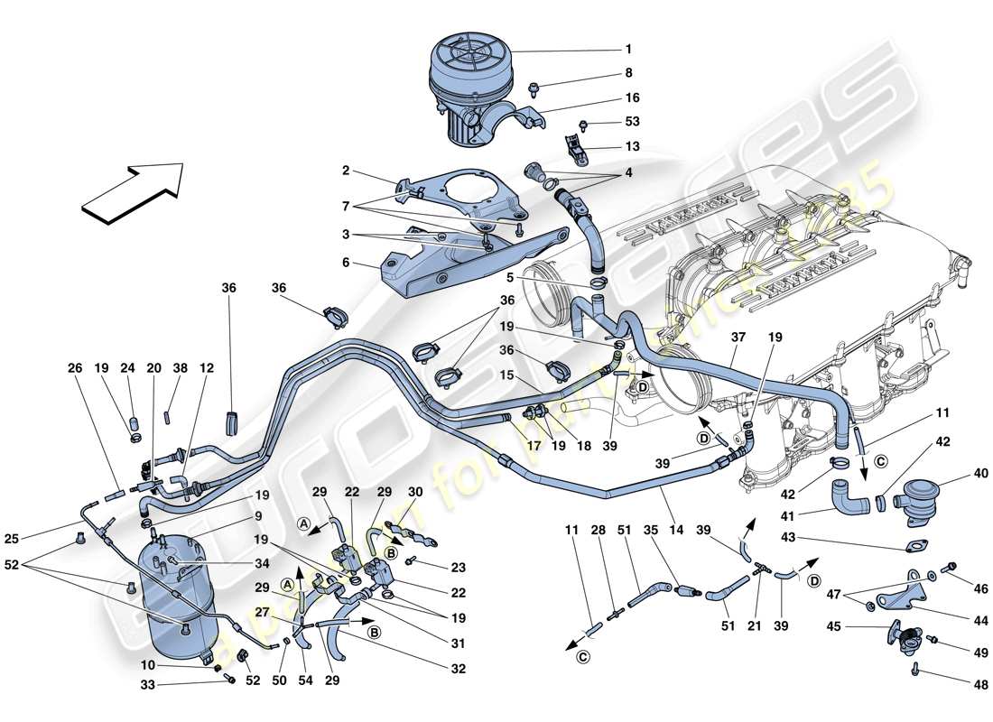 ferrari 458 speciale aperta (rhd) secondary air system parts diagram