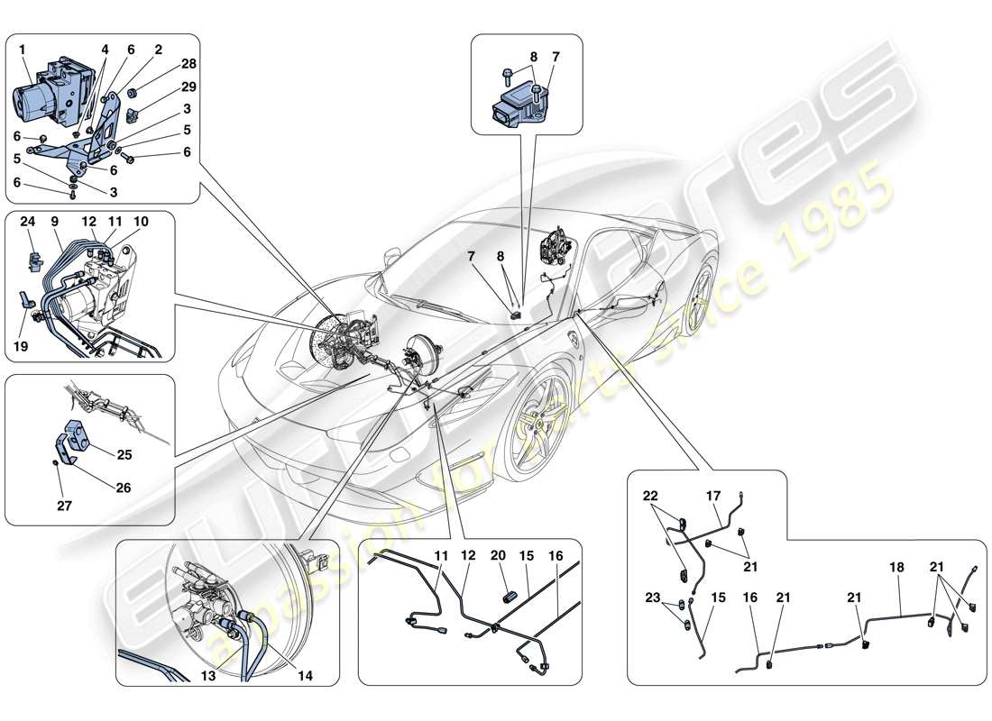 ferrari 458 speciale (usa) brake system parts diagram