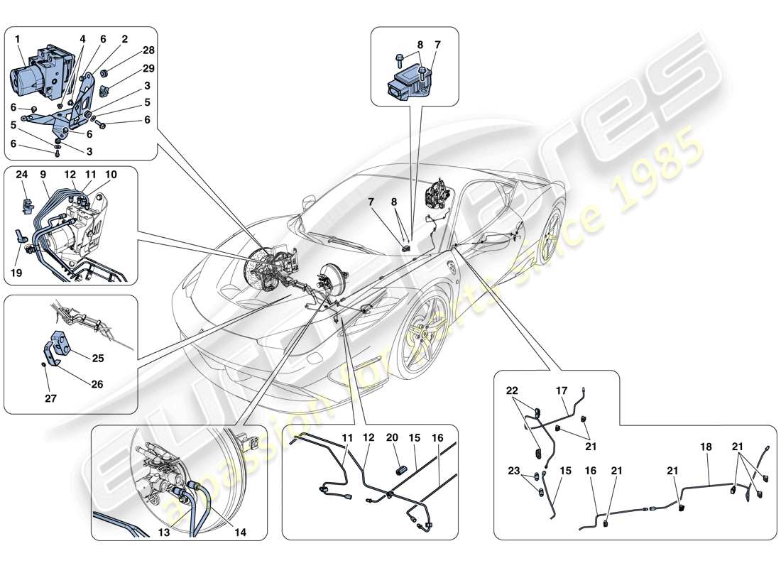 ferrari 458 speciale (usa) brake system part diagram