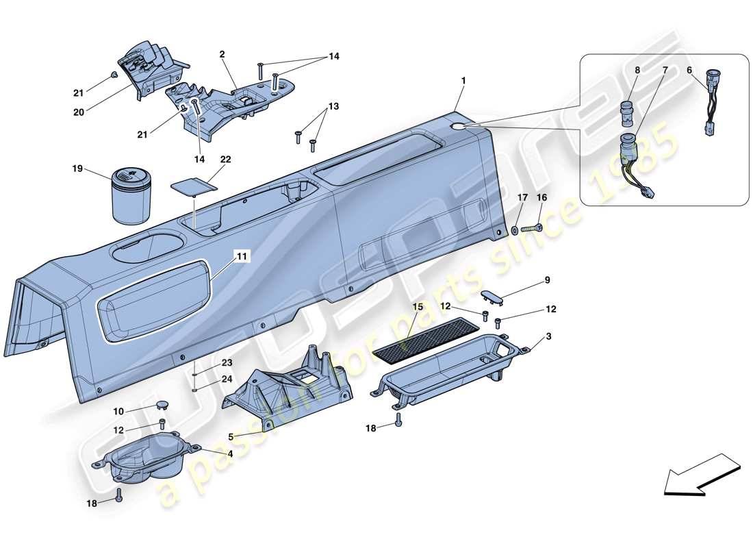 ferrari 458 speciale (usa) tunnel - substructure and accessories part diagram