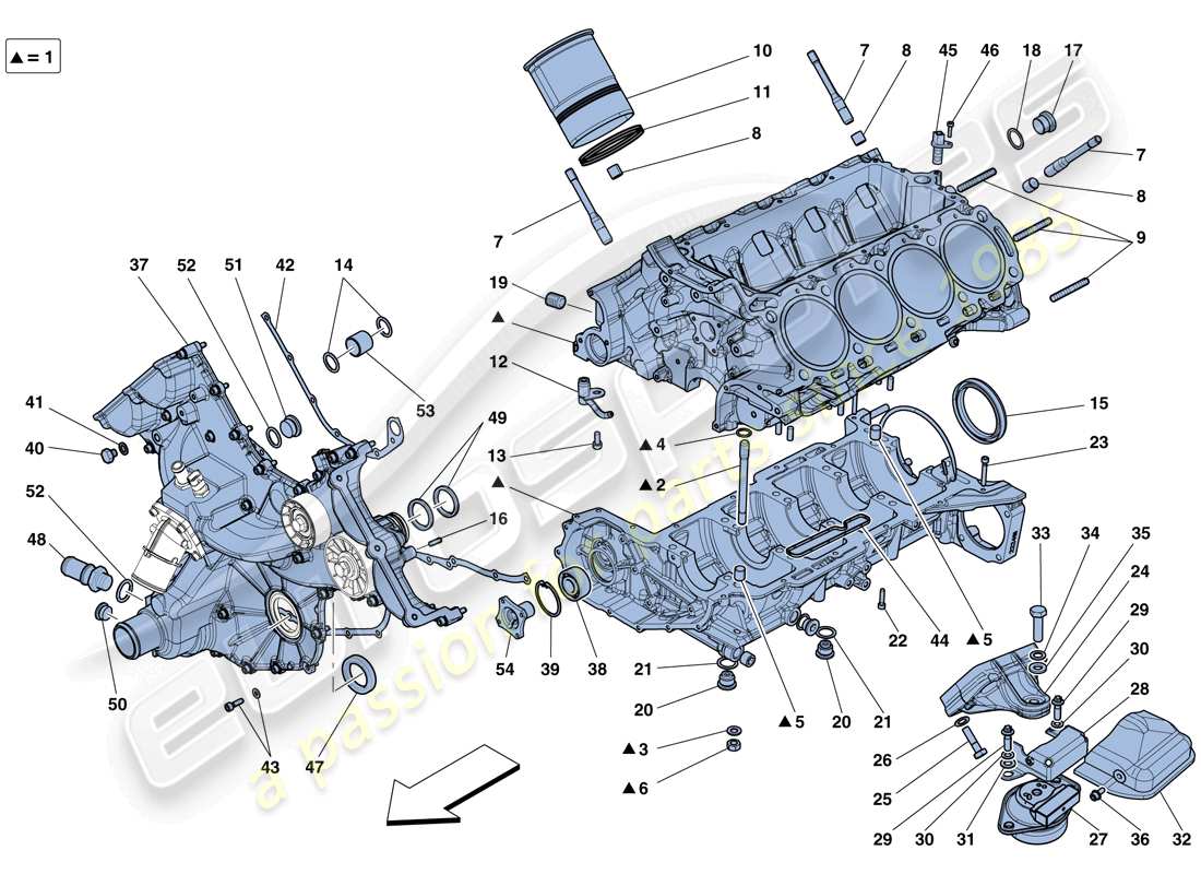 ferrari 458 speciale aperta (rhd) crankcase parts diagram