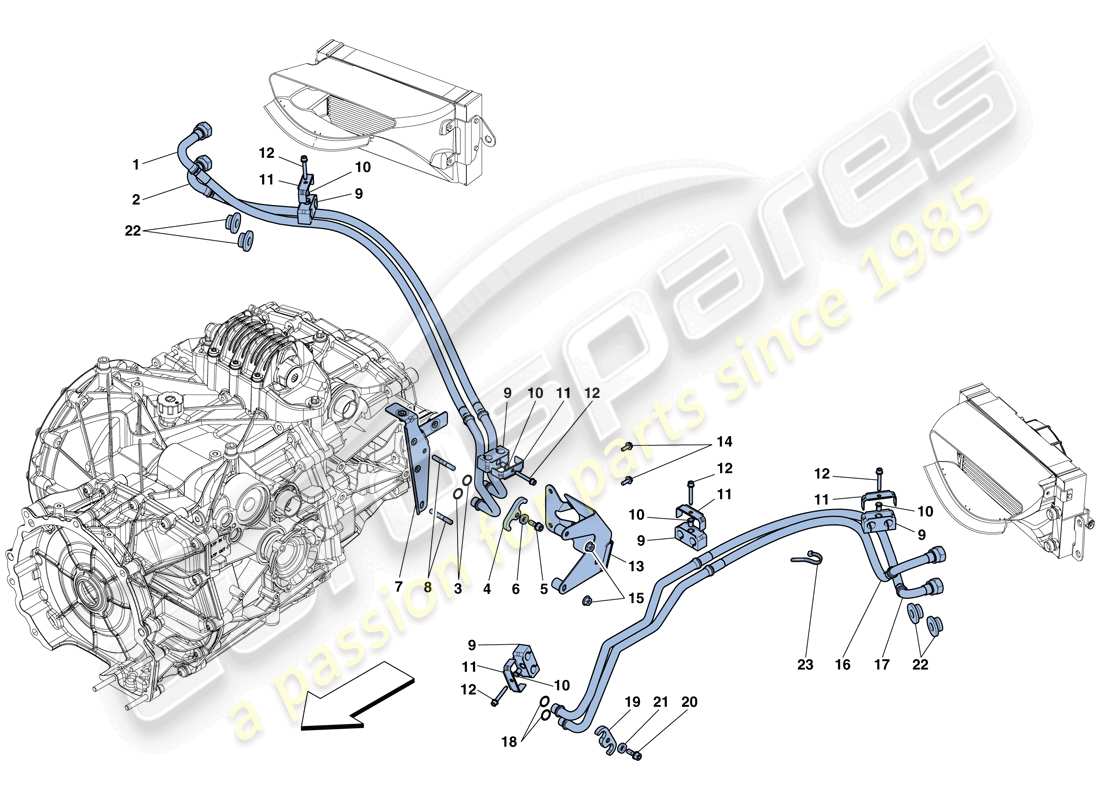 ferrari 458 italia (rhd) gearbox oil lubrication and cooling system parts diagram