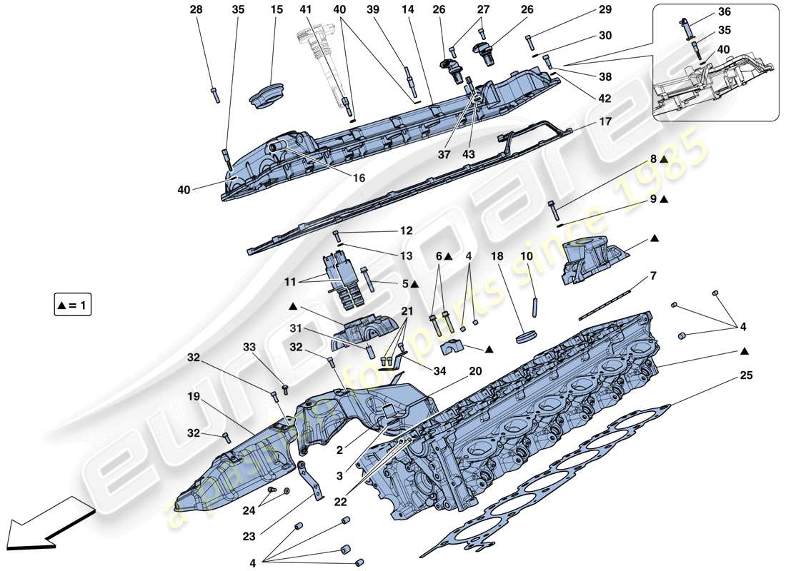 ferrari 812 superfast (usa) right hand cylinder head parts diagram