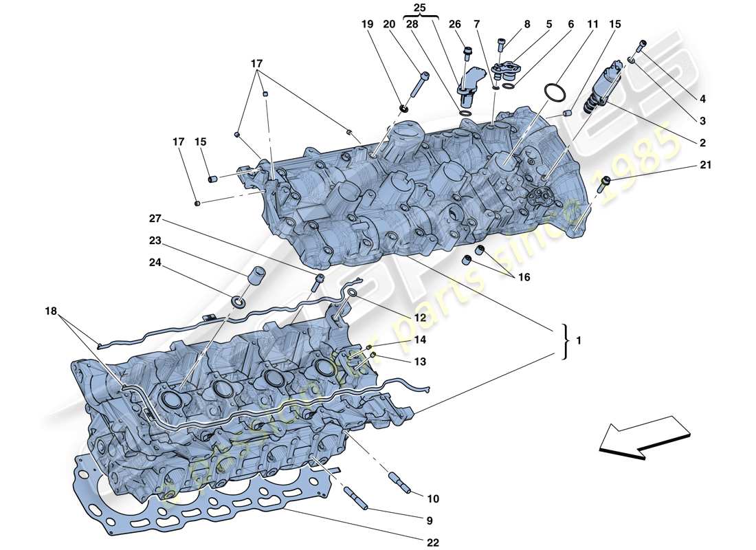 ferrari 488 gtb (rhd) left hand cylinder head parts diagram