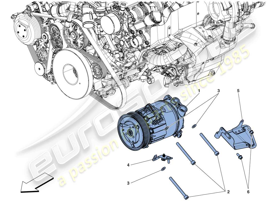 ferrari 488 spider (usa) ac system compressor parts diagram