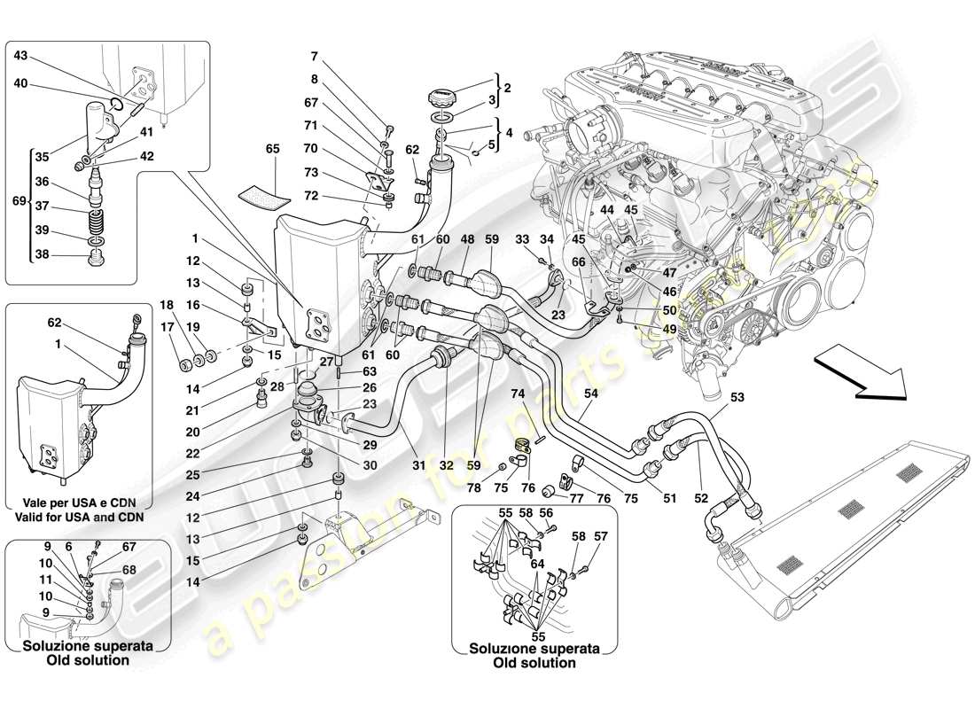 ferrari 599 gtb fiorano (europe) lubrication system - tank part diagram