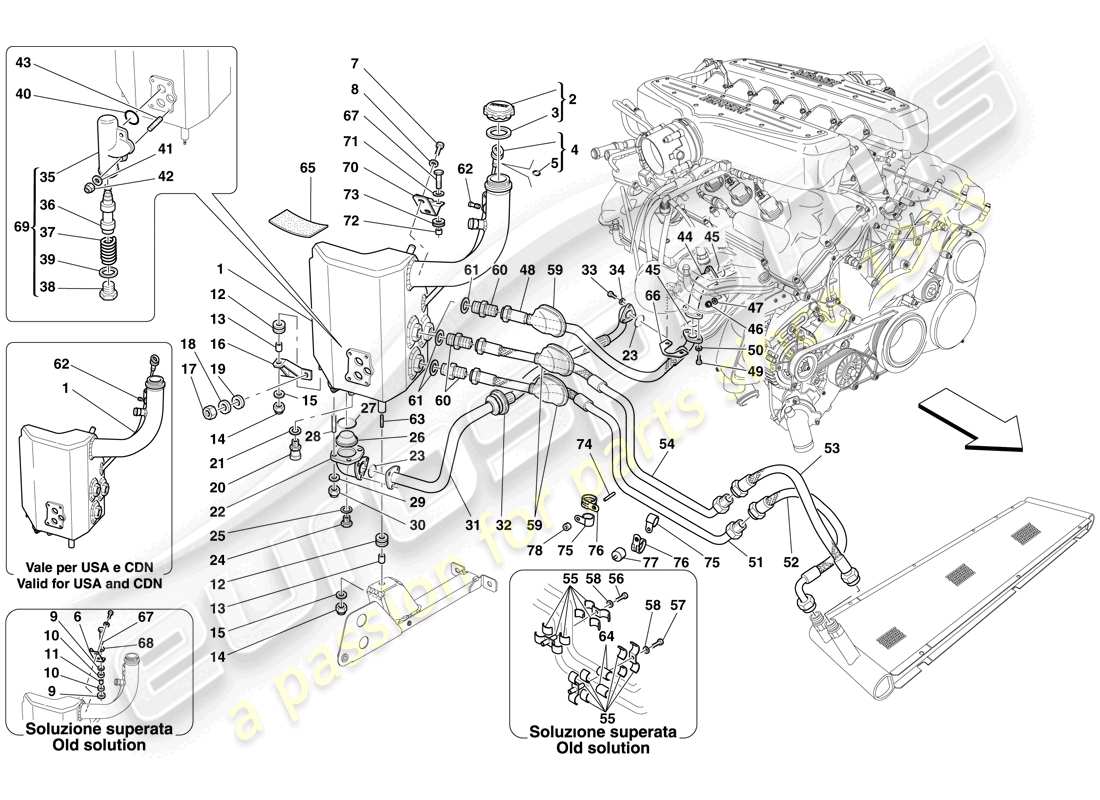 ferrari 599 gtb fiorano (usa) lubrication system - tank part diagram