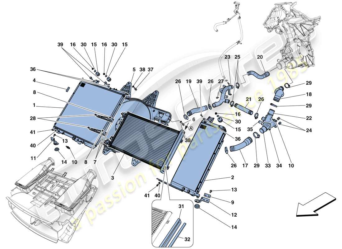 ferrari 812 superfast (europe) cooling - radiators and air ducts parts diagram