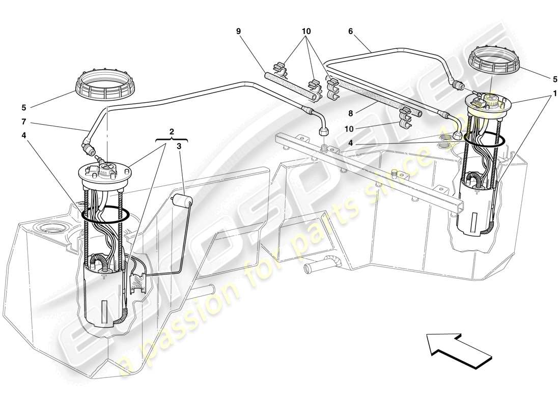 maserati mc12 fuel pumps and pipes parts diagram