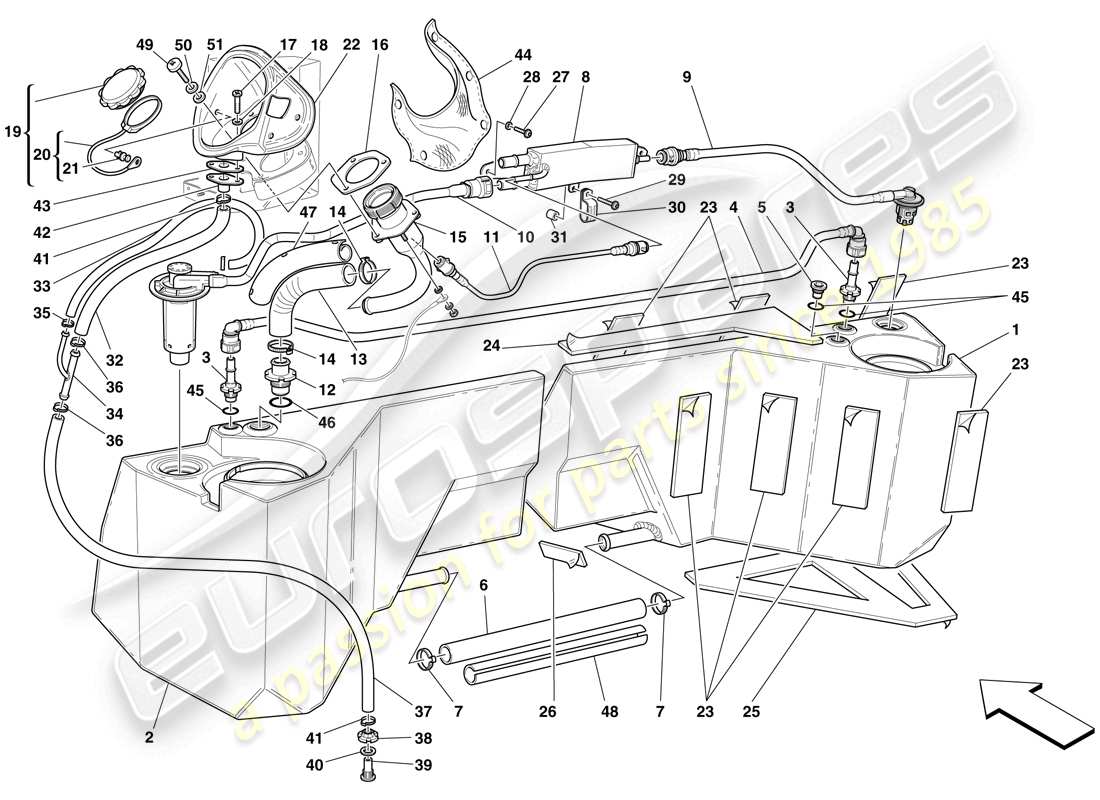 maserati mc12 fuel tanks and union parts diagram