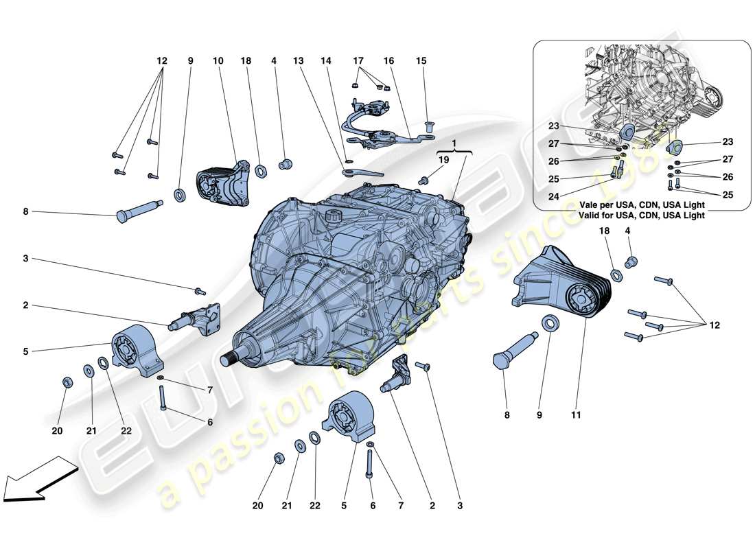 ferrari gtc4 lusso t (usa) gearbox housing part diagram