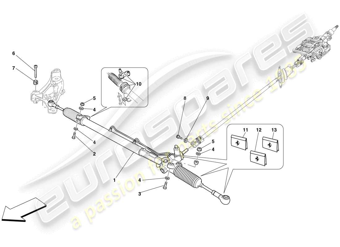 ferrari 612 scaglietti (rhd) hydraulic power steering box parts diagram