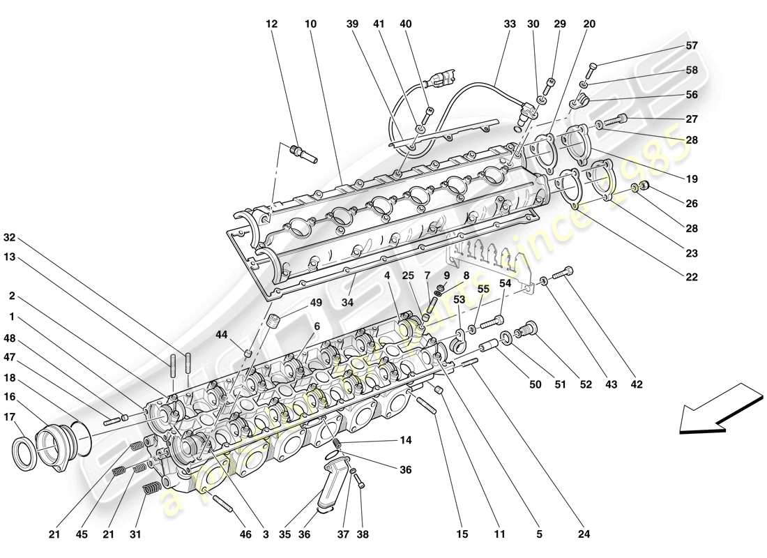 ferrari 612 scaglietti (rhd) left hand cylinder head parts diagram