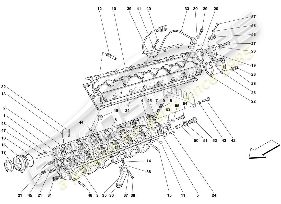 ferrari 612 scaglietti (rhd) left hand cylinder head part diagram