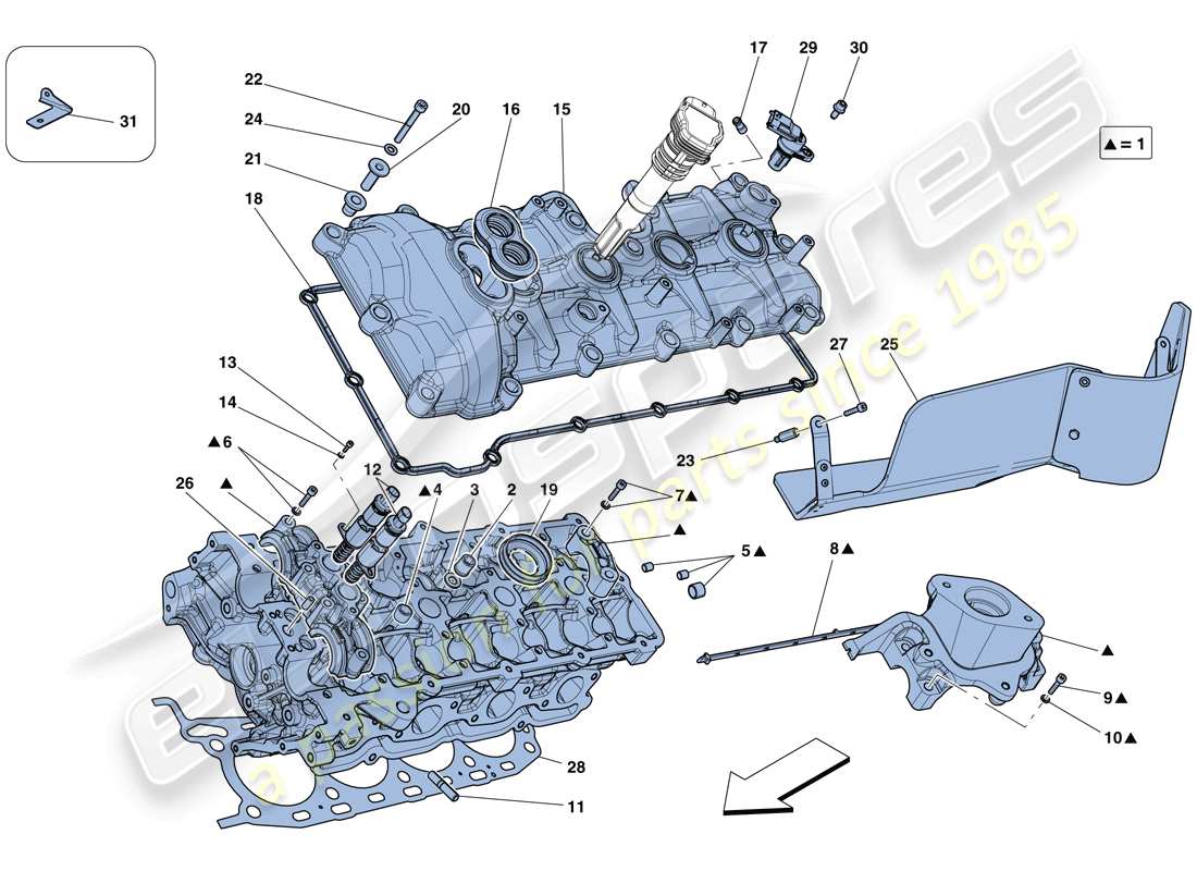 ferrari 458 speciale aperta (rhd) left hand cylinder head parts diagram