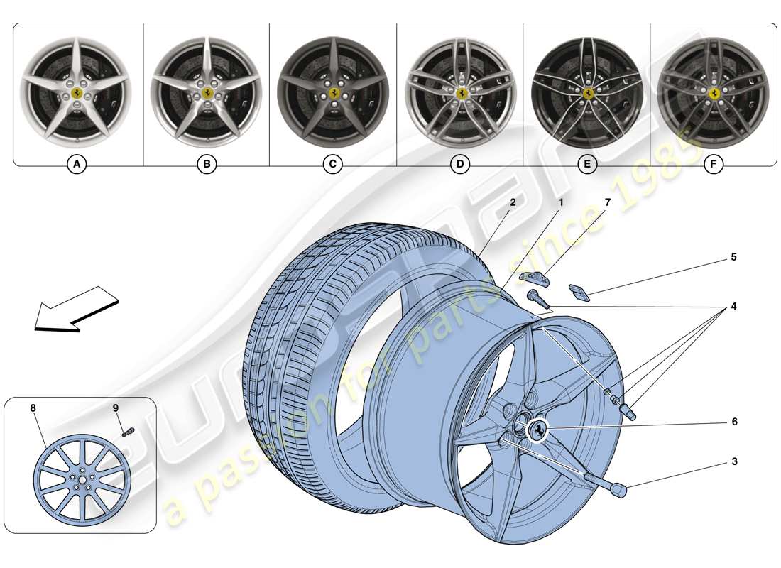 ferrari 488 spider (usa) wheels part diagram