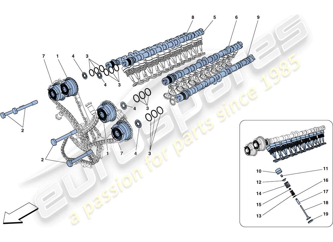 ferrari ff (rhd) timing system - tappets parts diagram