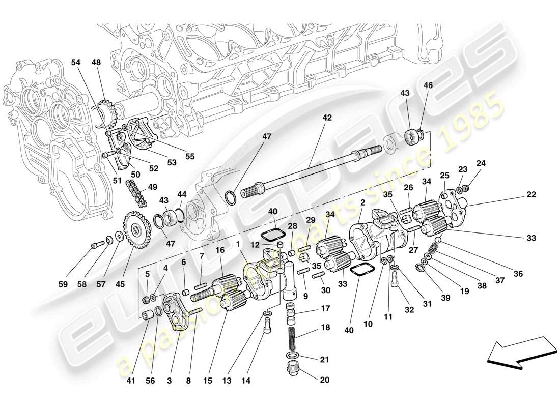 ferrari 612 sessanta (europe) lubrication - oil pumps part diagram