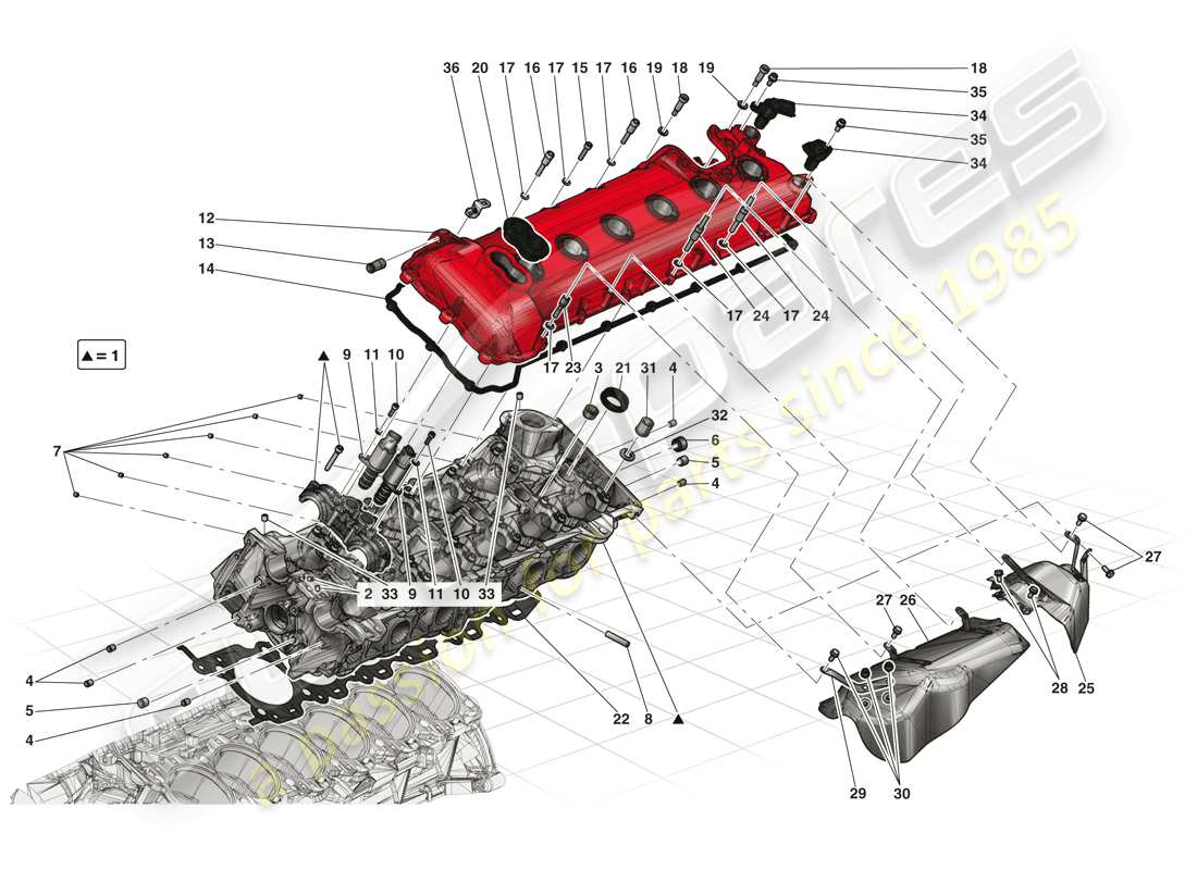 ferrari laferrari (europe) left hand cylinder head parts diagram