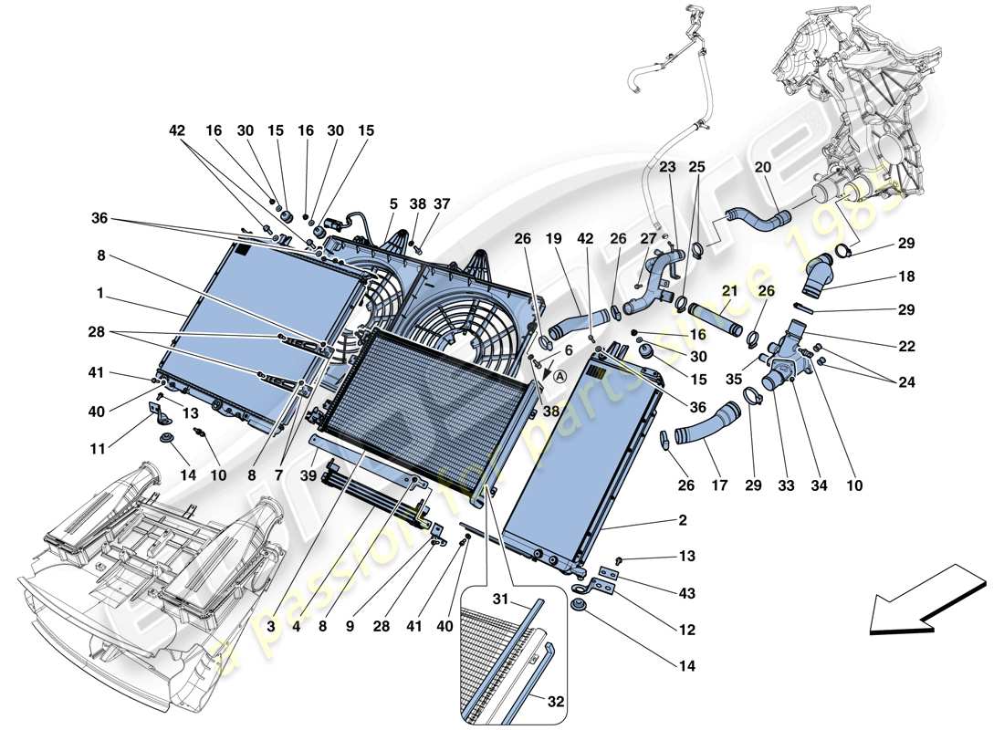 ferrari f12 tdf (europe) cooling - radiators and air ducts part diagram