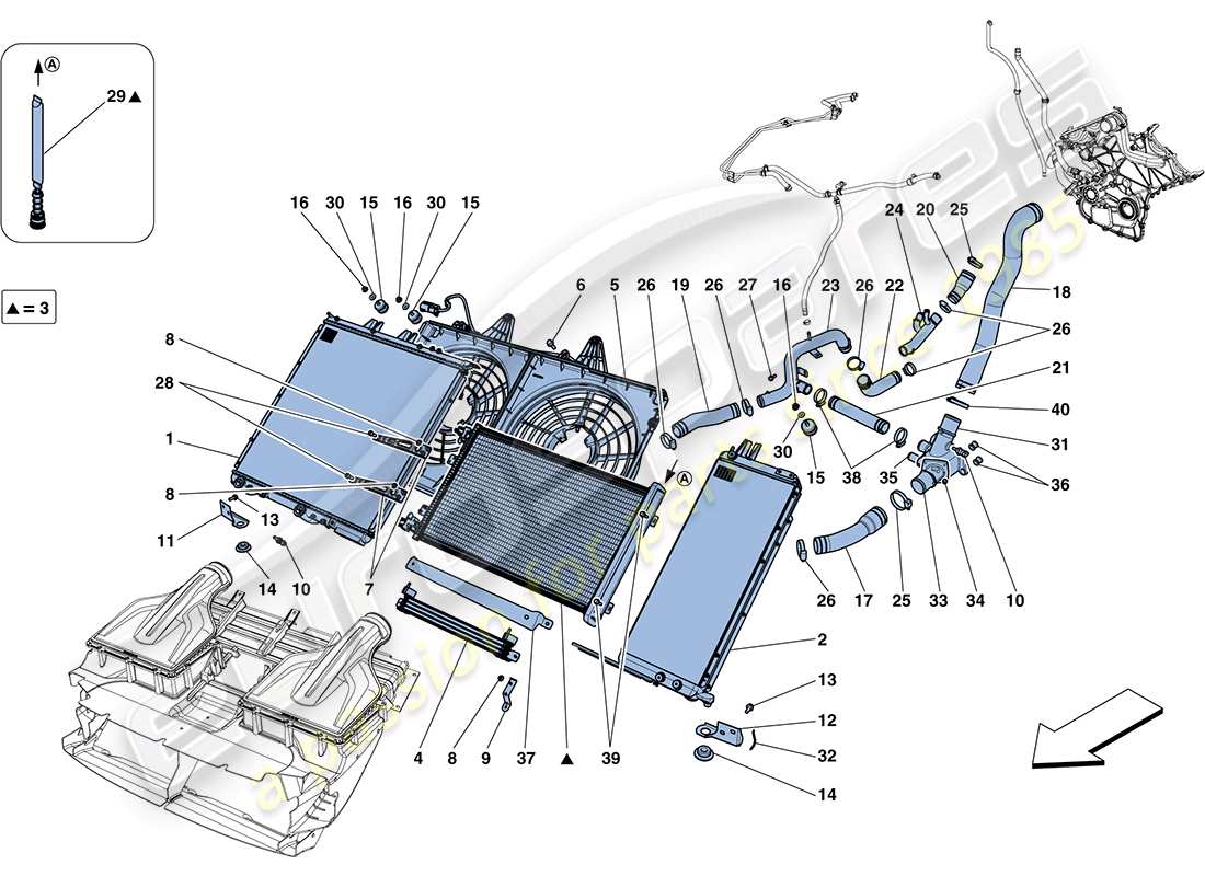 ferrari ff (europe) cooling - radiators and air ducts part diagram