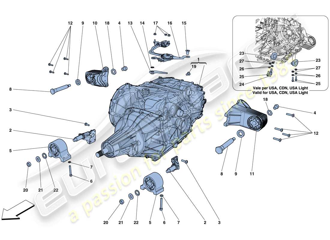 ferrari gtc4 lusso (europe) gearbox housing parts diagram