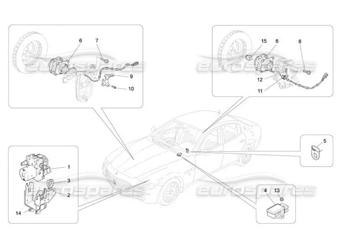 maserati qtp. (2005) 4.2 braking control systems parts diagram