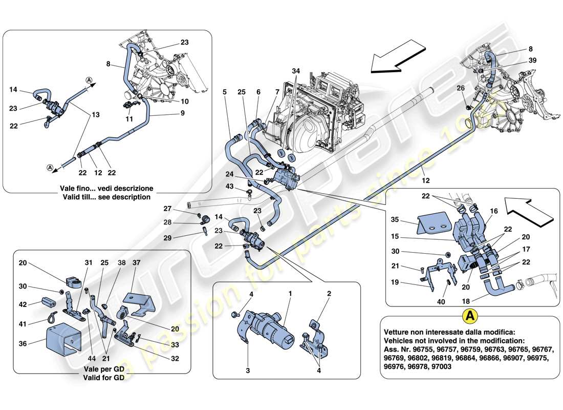 ferrari 458 italia (rhd) ac system - water parts diagram