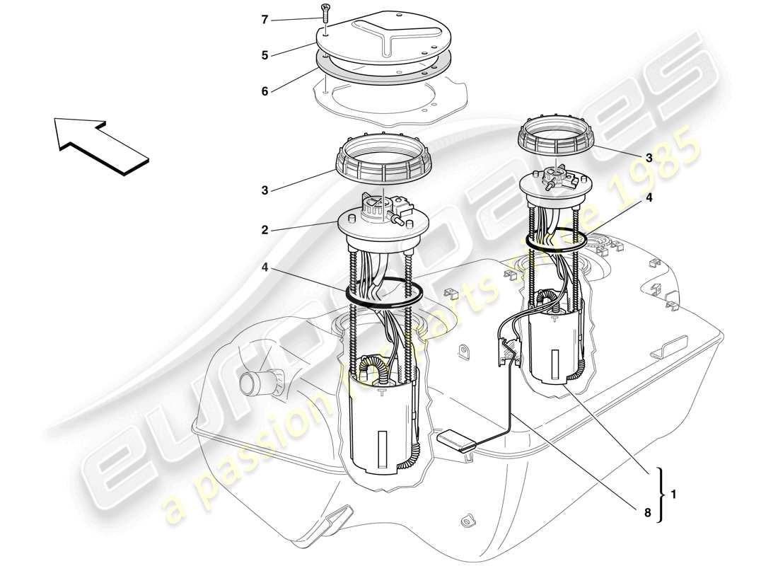 ferrari 599 gto (rhd) fuel pump parts diagram