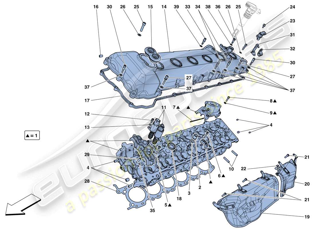 ferrari 812 superfast (usa) left hand cylinder head part diagram